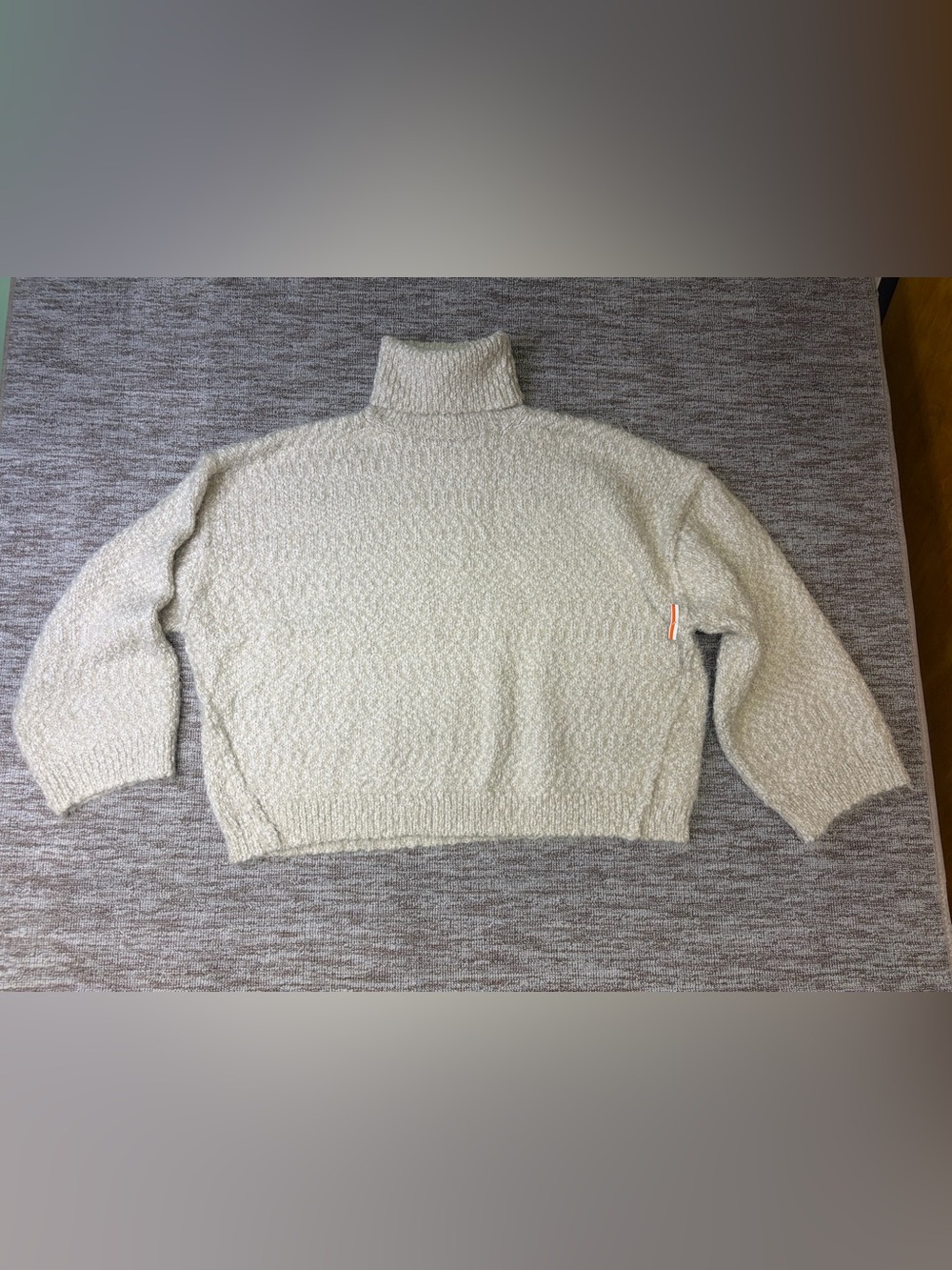 Topshop women’s soft skit heavy turtleneck cream beige boxy sweater small 4-6